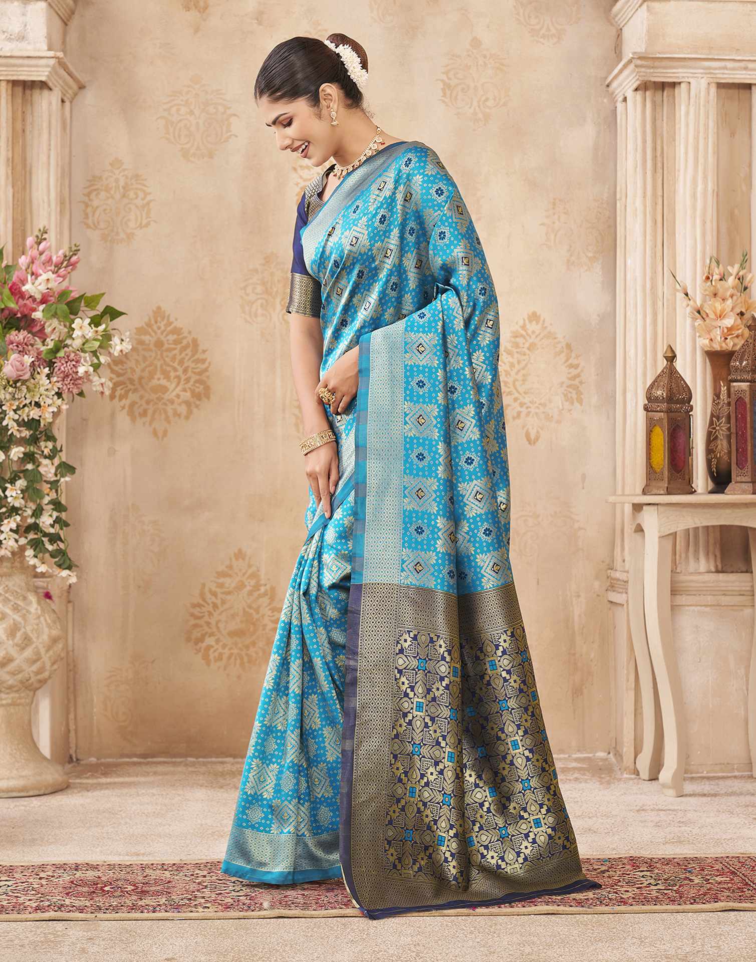 Blue Silk Woven Patola Saree