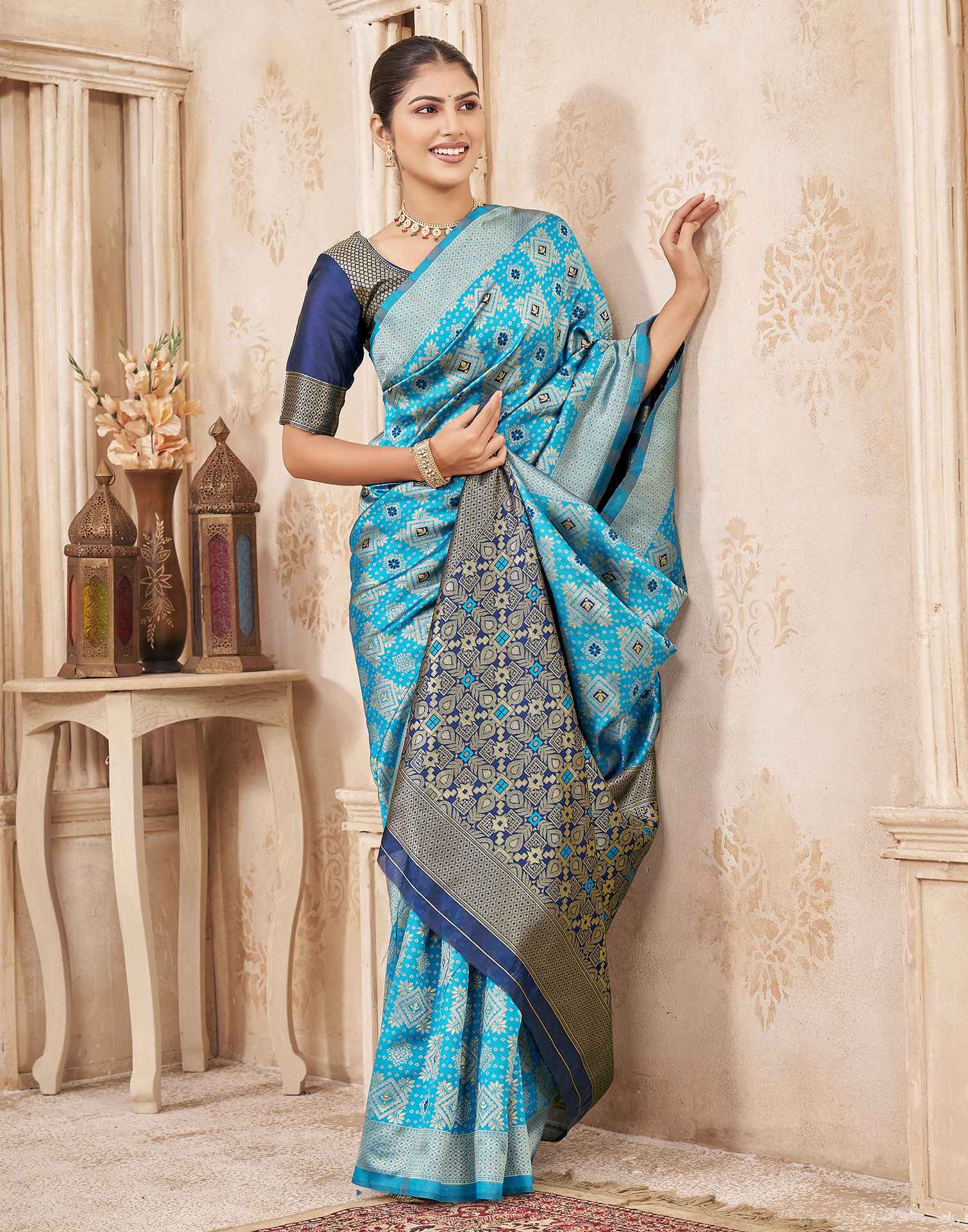 Blue Silk Woven Patola Saree
