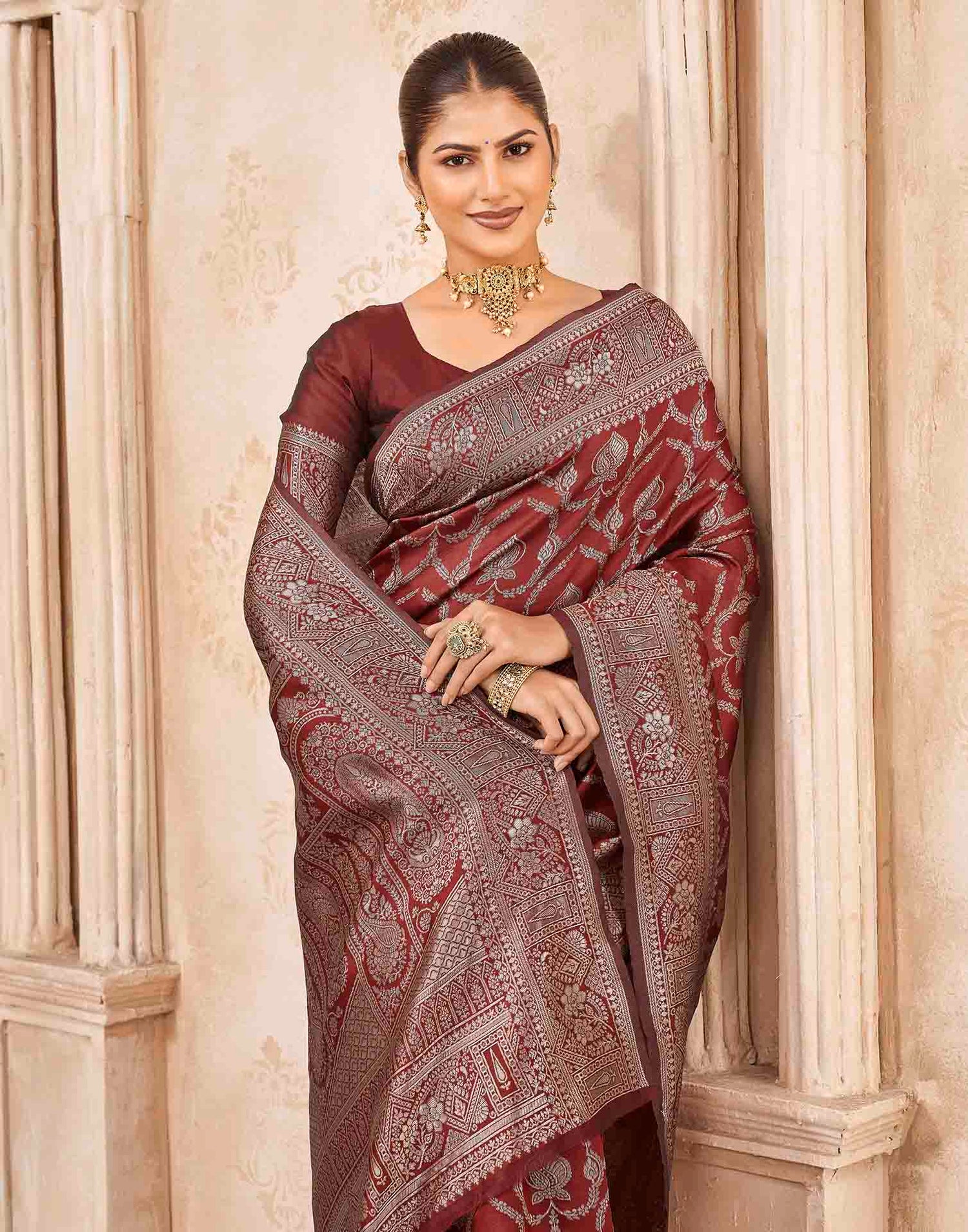 Red Silk Woven Banarasi Saree