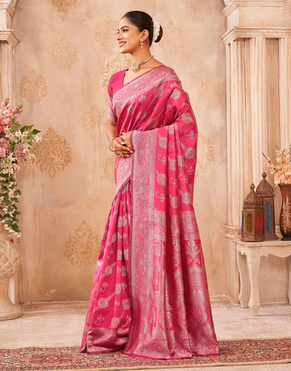 Pink Silk Woven Banarasi Saree