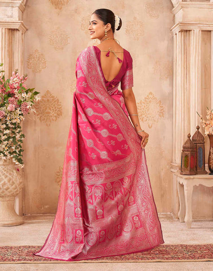Pink Silk Woven Banarasi Saree