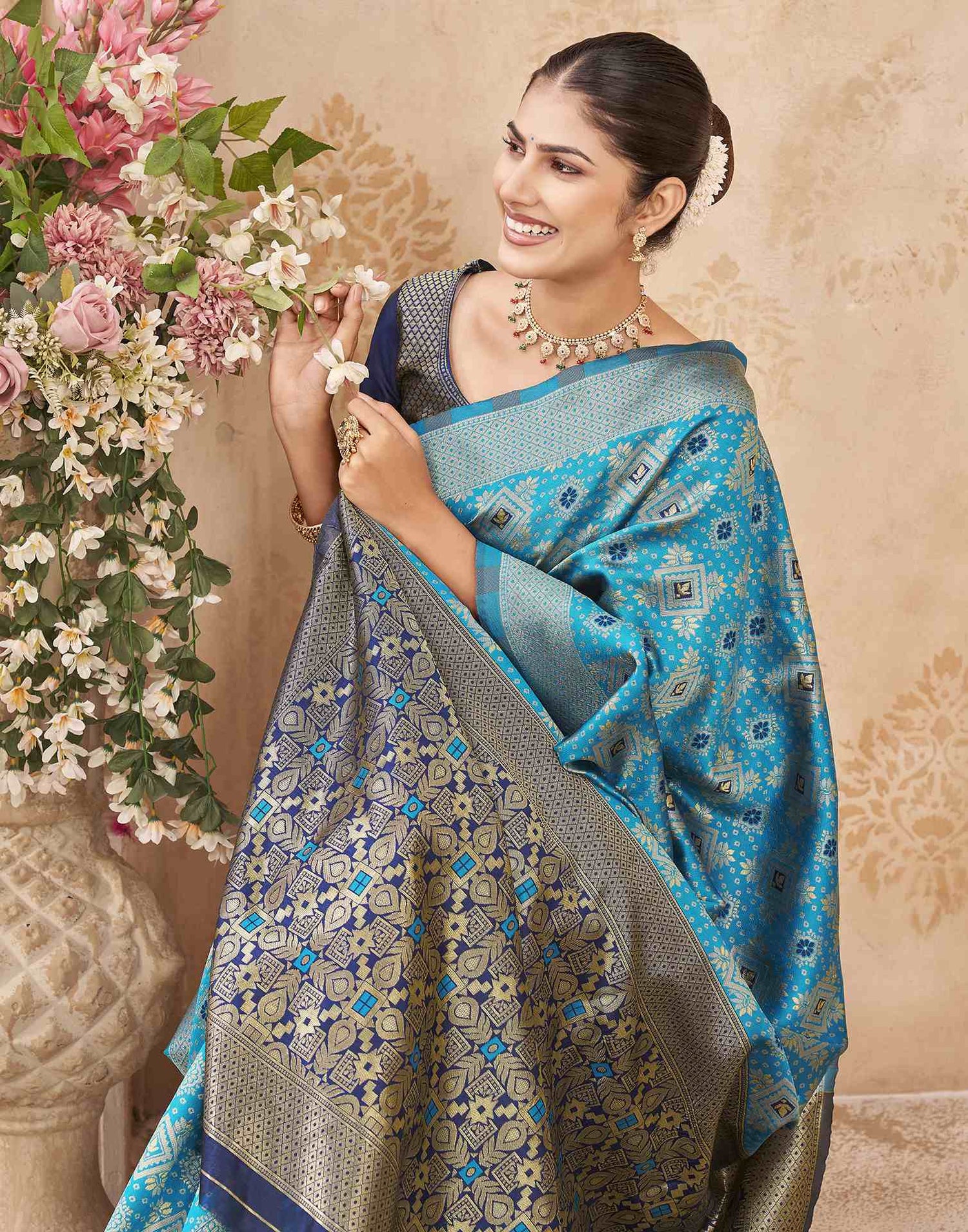 Blue Silk Woven Patola Saree