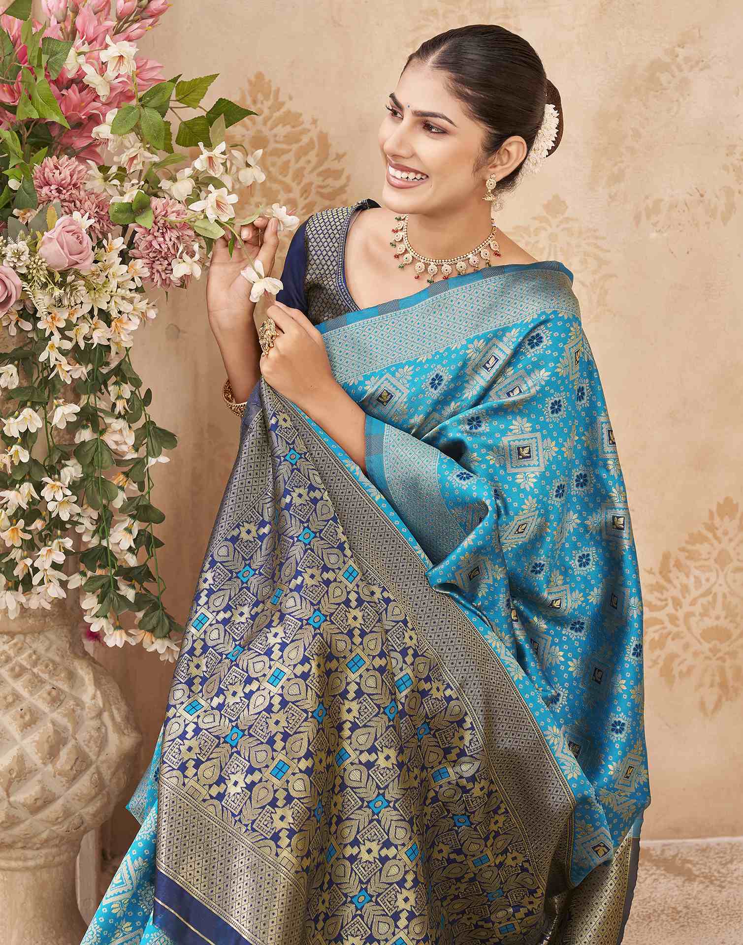 Blue Silk Woven Patola Saree