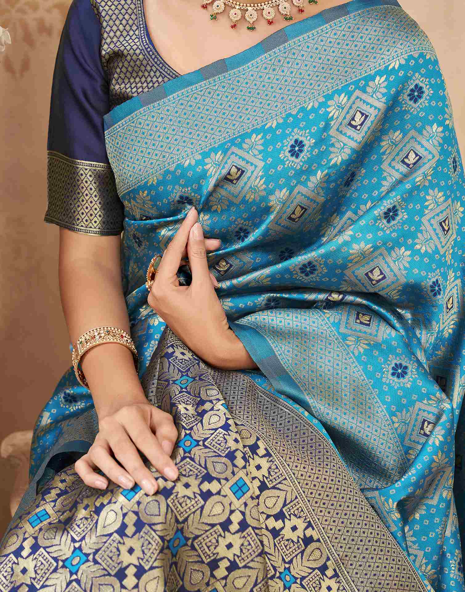 Blue Silk Woven Patola Saree
