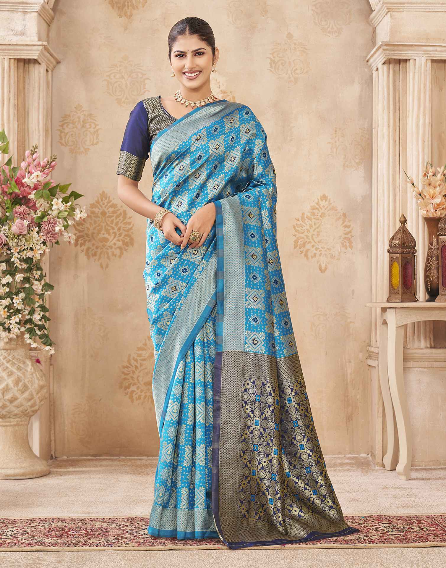 Blue Silk Woven Patola Saree