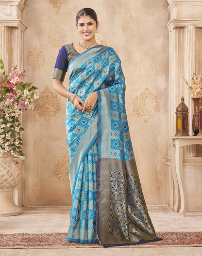 Blue Silk Woven Patola Saree