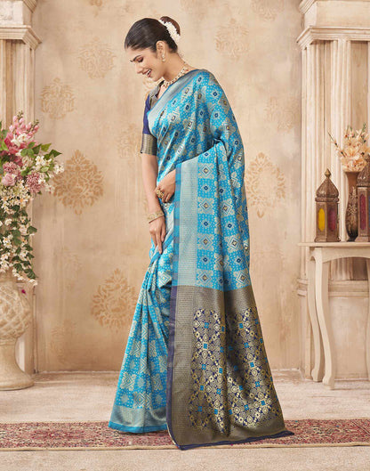 Blue Silk Woven Patola Saree