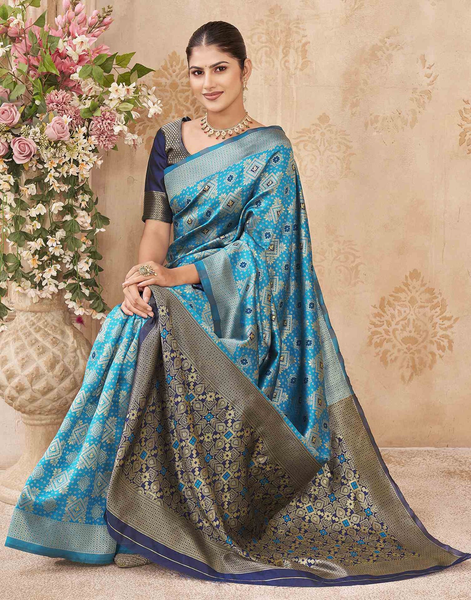 Blue Silk Woven Patola Saree