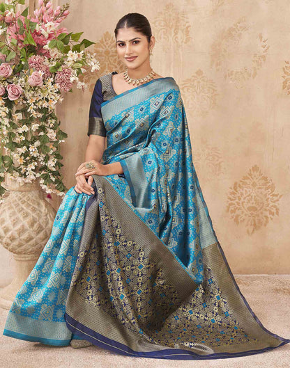 Blue Silk Woven Patola Saree