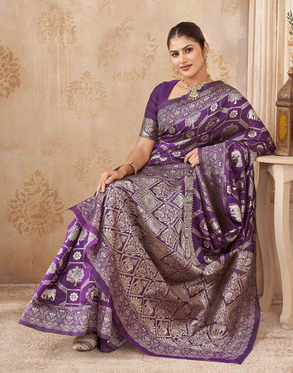 Purple Silk Woven Banarasi Saree
