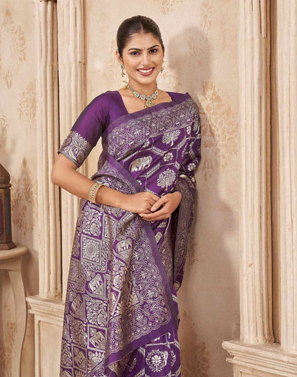 Purple Silk Woven Banarasi Saree