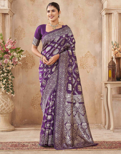 Purple Silk Woven Banarasi Saree