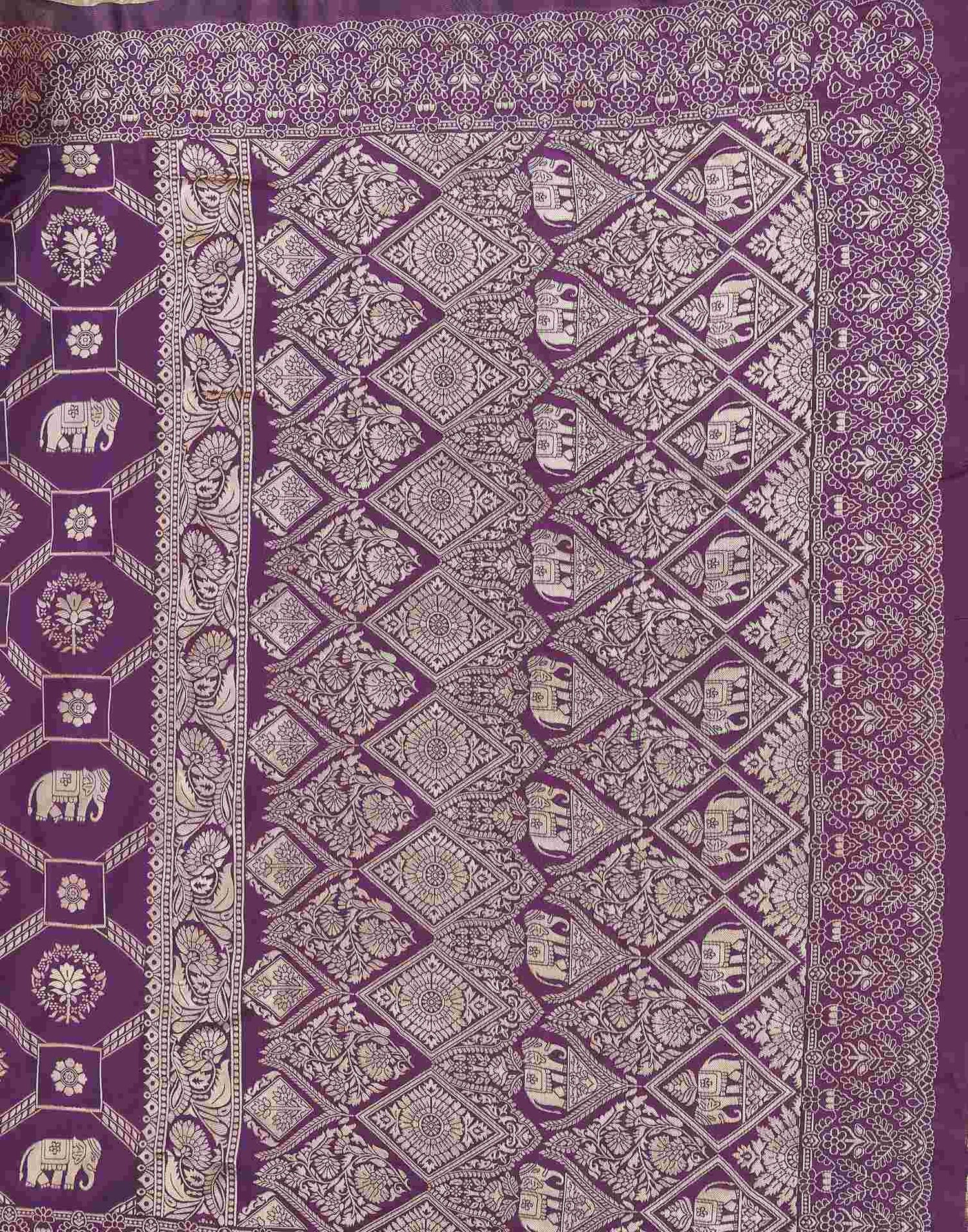 Purple Silk Woven Banarasi Saree
