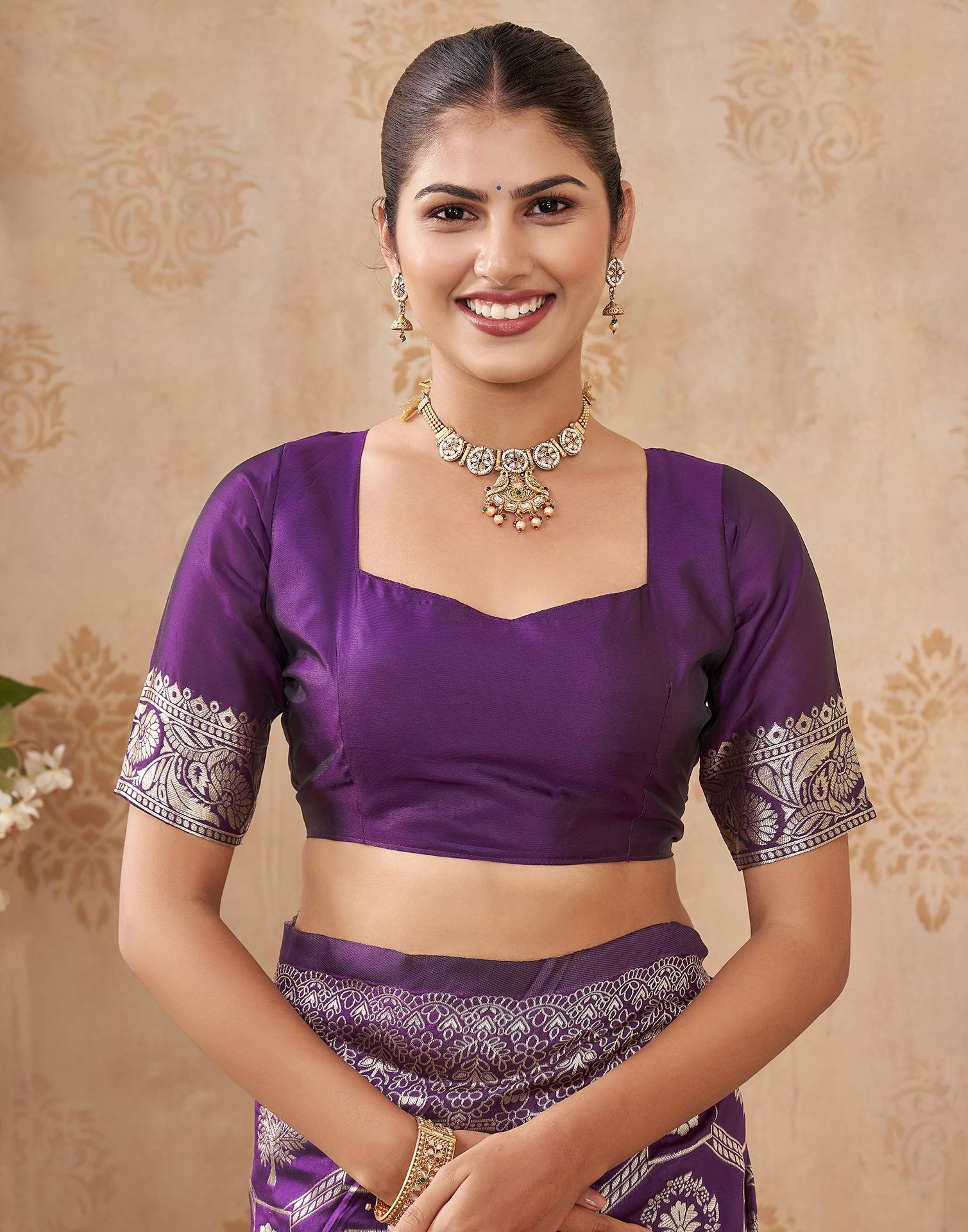 Purple Silk Woven Banarasi Saree