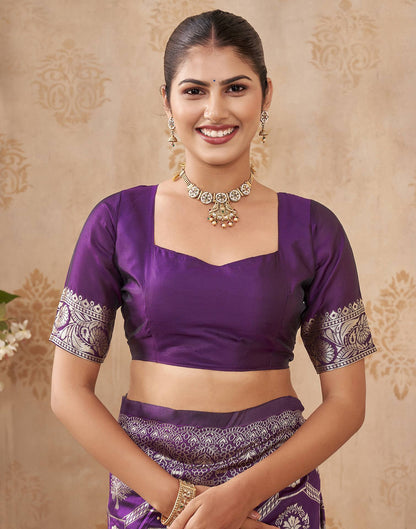 Purple Silk Woven Banarasi Saree