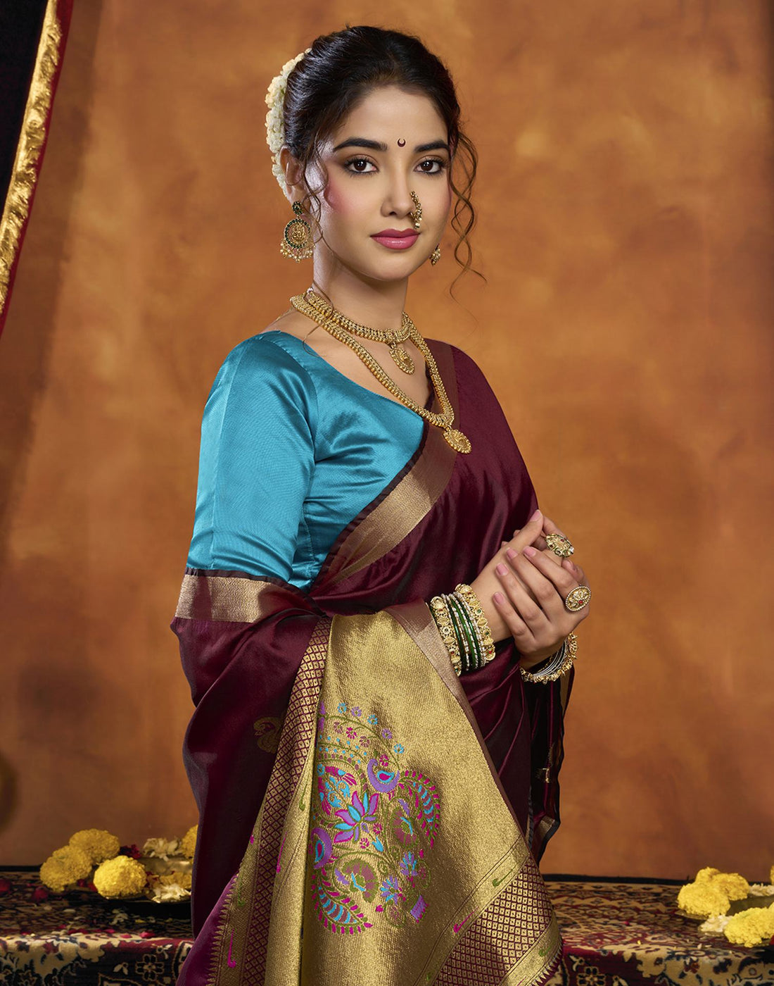 Maroon Silk Woven Paithani Saree