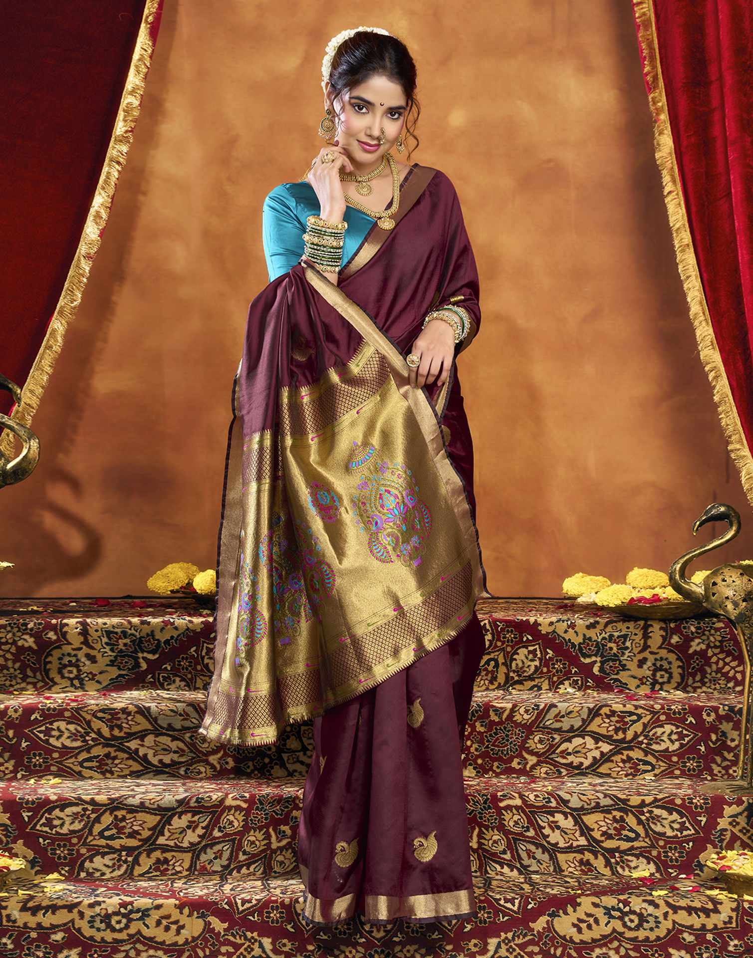 Maroon Silk Woven Paithani Saree