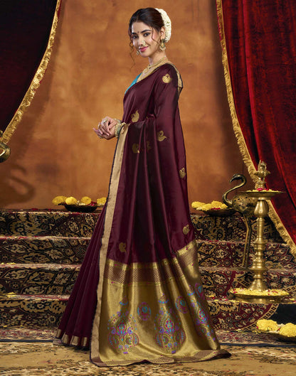 Maroon Silk Woven Paithani Saree