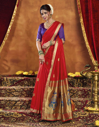 Red Silk Woven Paithani Saree