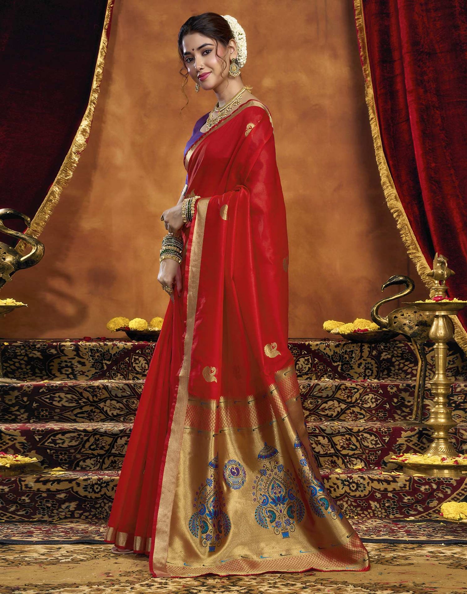 Red Silk Woven Paithani Saree