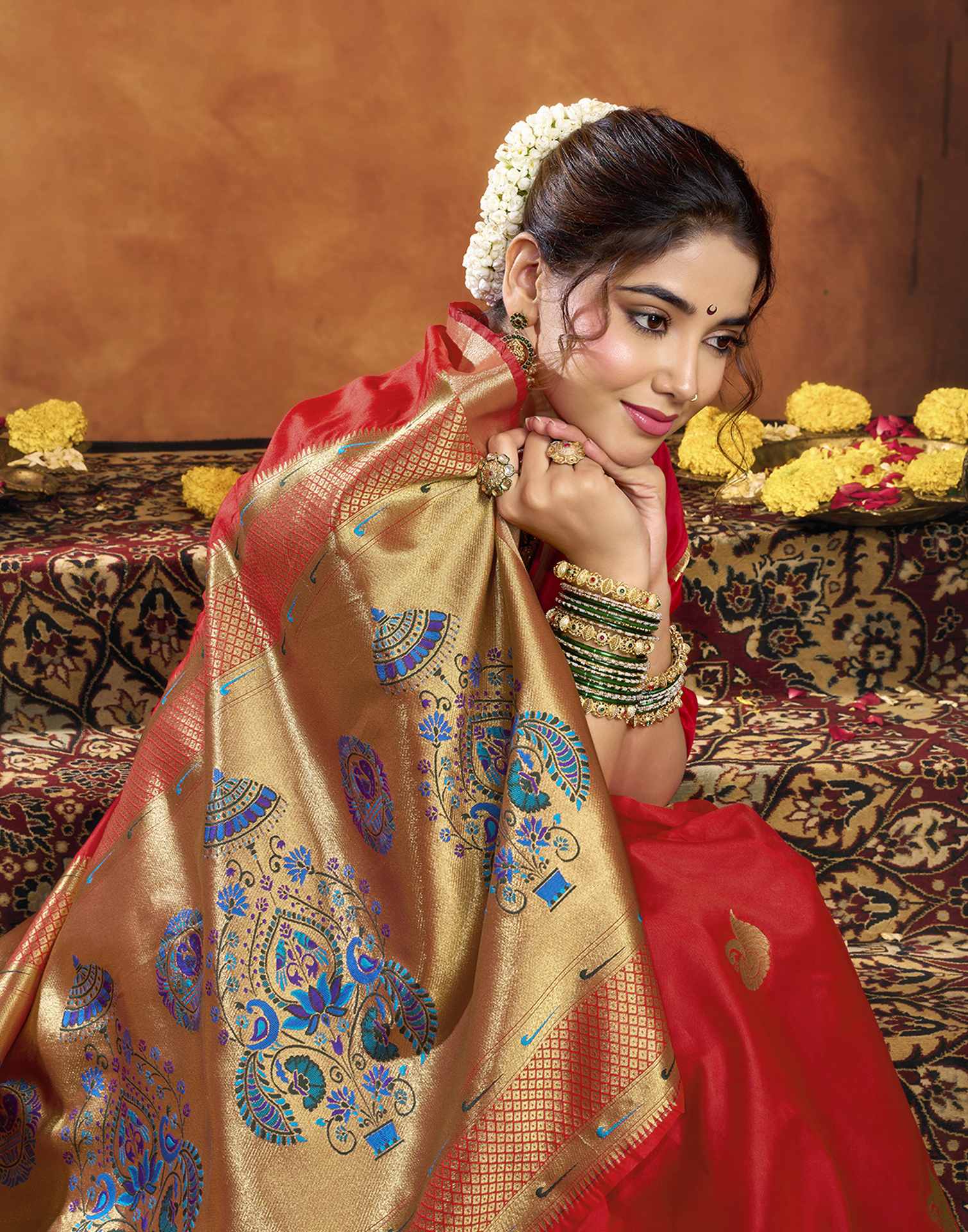 Red Silk Woven Paithani Saree
